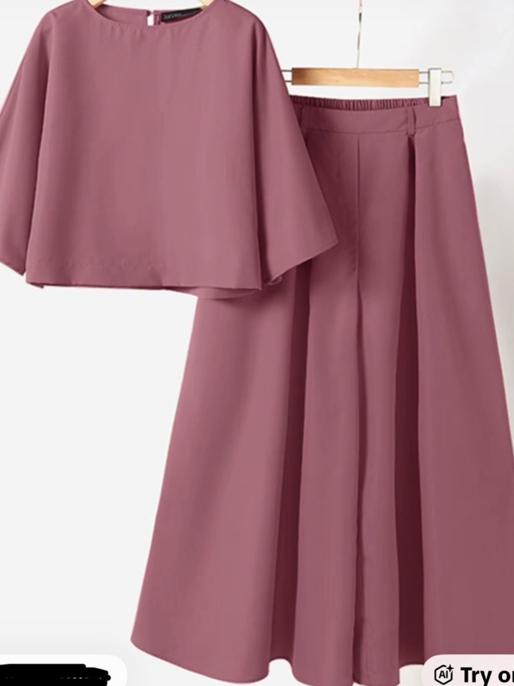 Zanzea Wide-Leg Jumpsuit in Mauve Pink